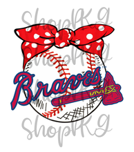 Load image into Gallery viewer, Baseball Bow Braves
