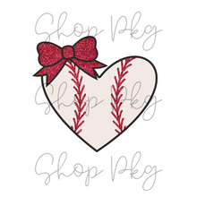 Load image into Gallery viewer, Baseball Heart with Glitter Bow
