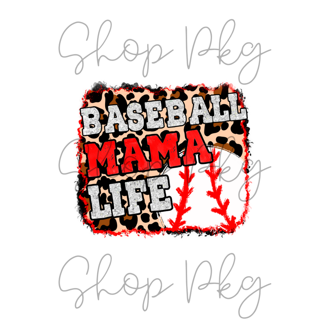 Baseball Mama Life Leopard Background