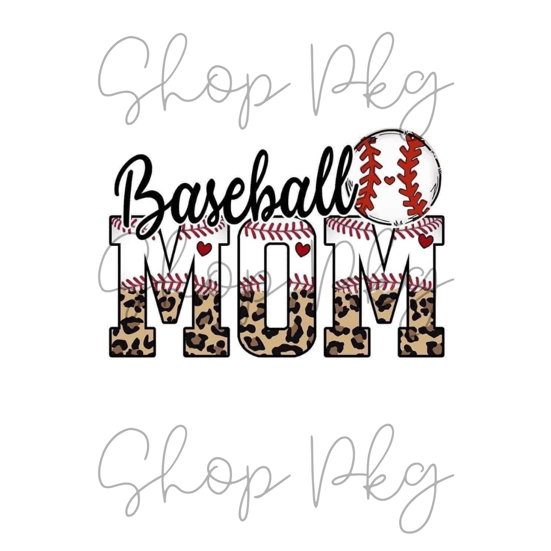 Baseball Mom Leopard Baseball Split Letters