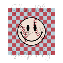 Load image into Gallery viewer, Baseball Smiley Blue Red Checker
