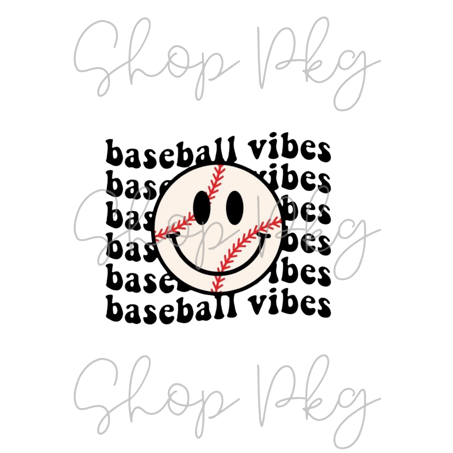 Baseball Vibes Stacked Smiley