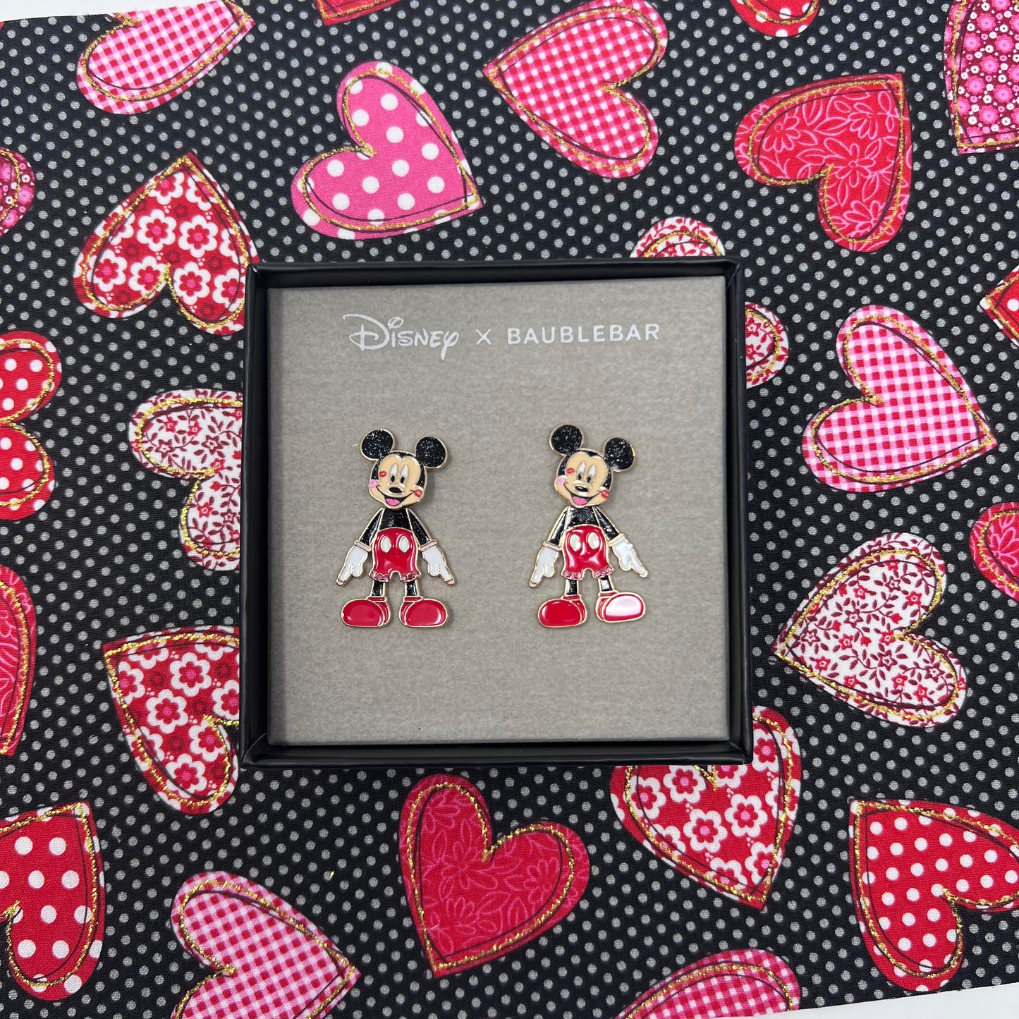 Mickey Dangle Earrings Kisses on Face