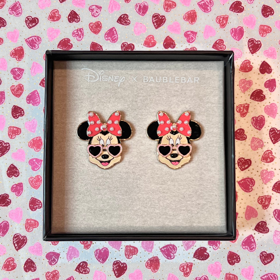 Minnie Mouse Heart Sunglasses Drop Earrings