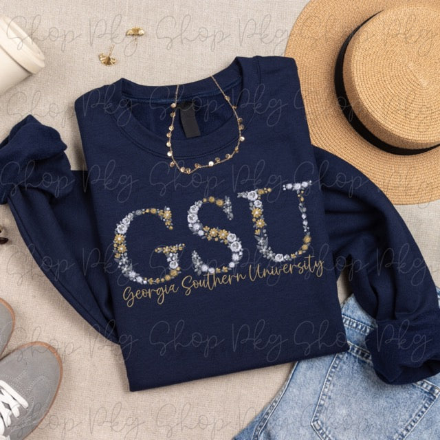 GSU Floral Letters Embroidered Sweatshirt
