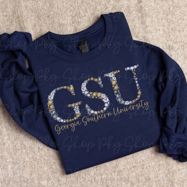 GSU Floral Letters Embroidered Sweatshirt