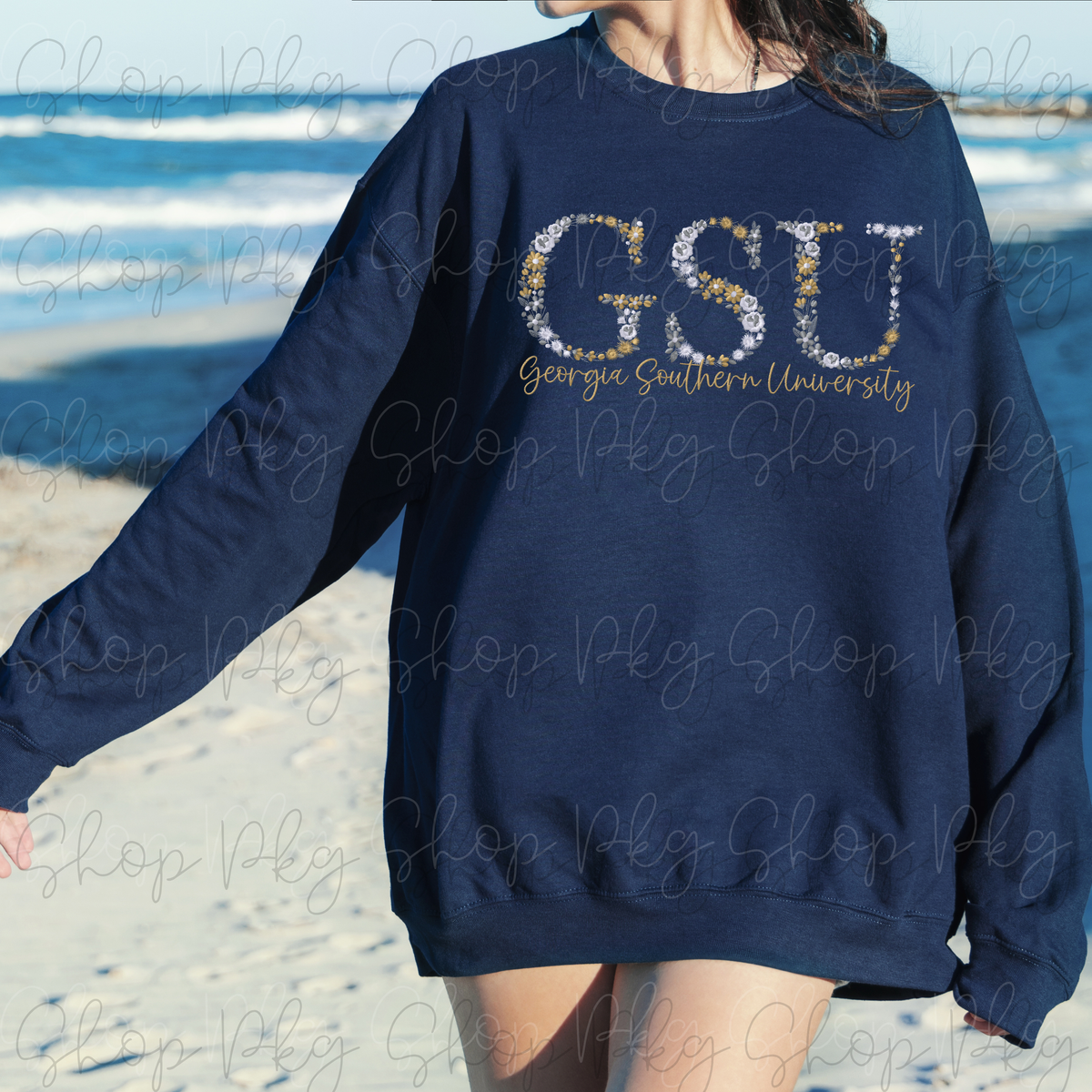 GSU Floral Letters Embroidered Sweatshirt