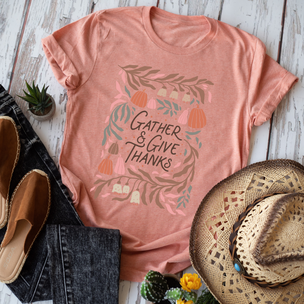 Gather and Give Thanks Art Graphic Tee