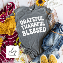 Load image into Gallery viewer, Grateful Thankful Blessed Bubble Graphic Tee
