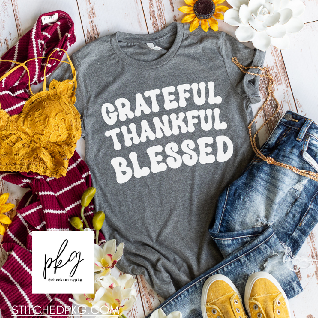 Grateful Thankful Blessed Bubble Graphic Tee