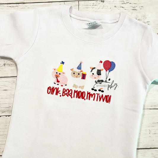 Oink Baa Moo Boy Birthday Embroidery