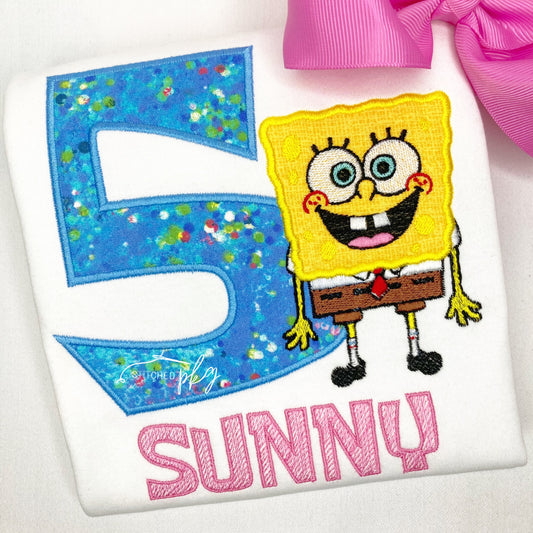 Sponge Boy Birthday Applique