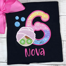 Load image into Gallery viewer, Spa Birthday Applique Black Tee Option
