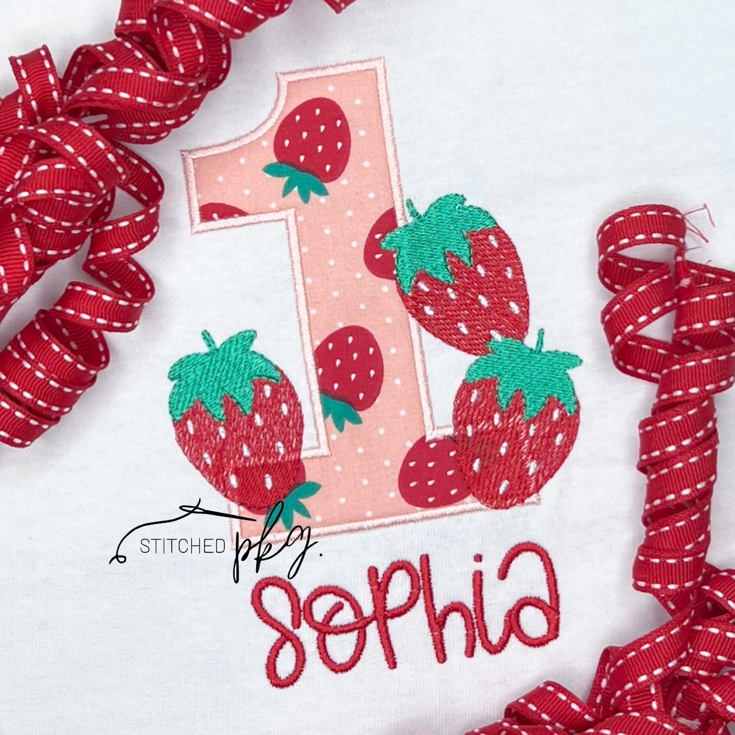 Strawberry Berry First Birthday Applique