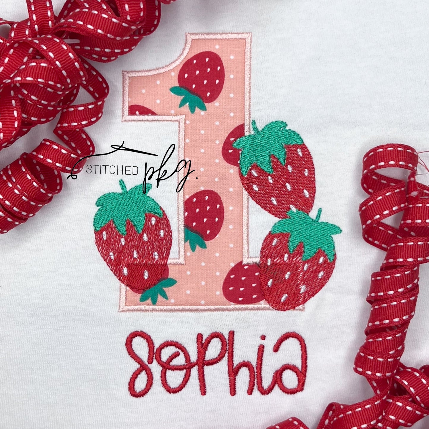 Strawberry Berry First Birthday Applique