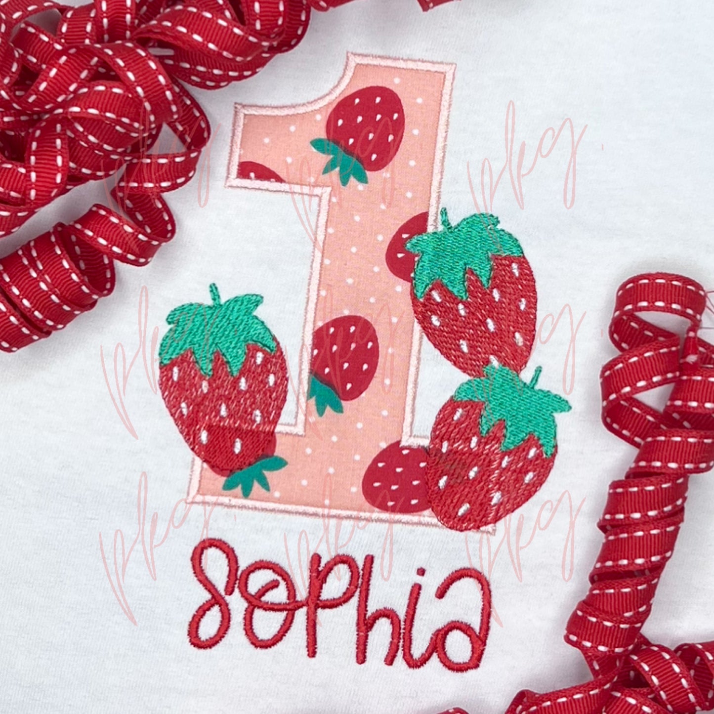 Strawberry Berry First Birthday Applique