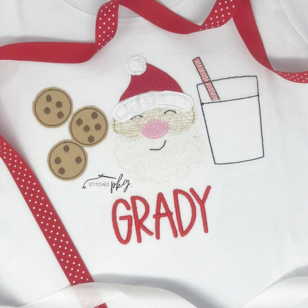 Santa Milk and Cookies Applique Shirt