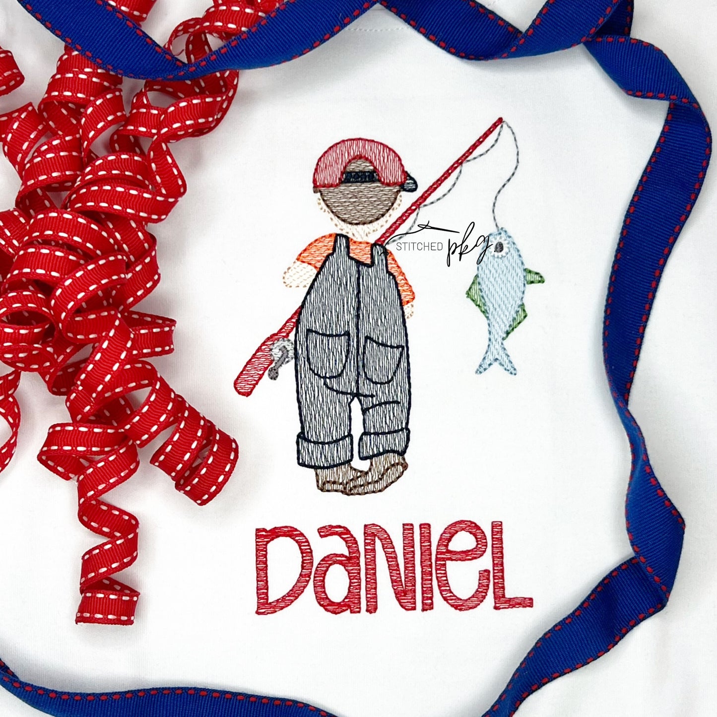 Boy Gone Fishing Embroidery