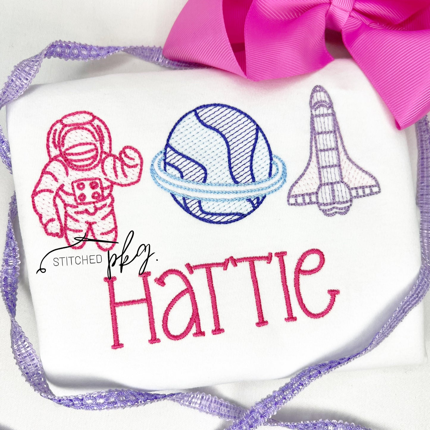 Girl Space Trio Embroidery