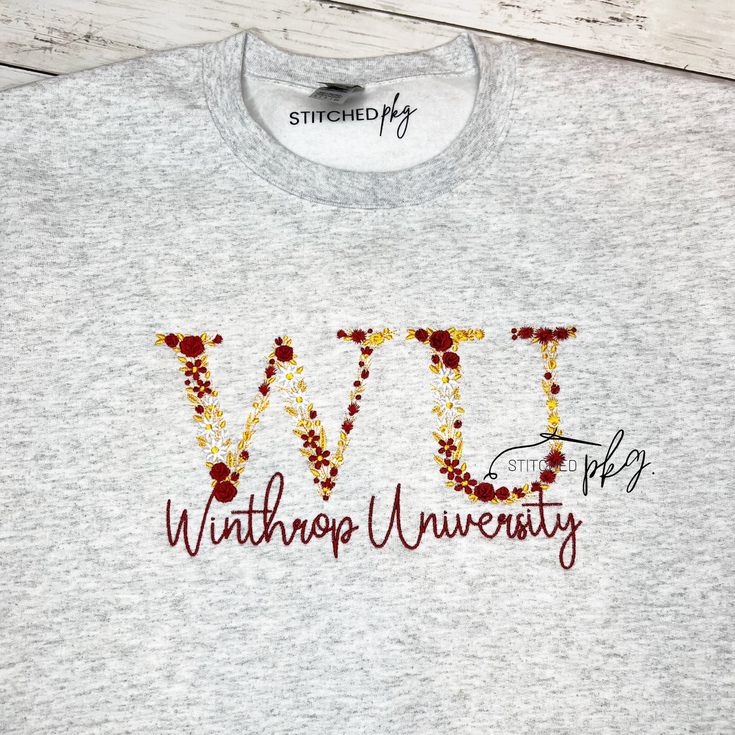 Winthrop University Floral Letter Embroidery