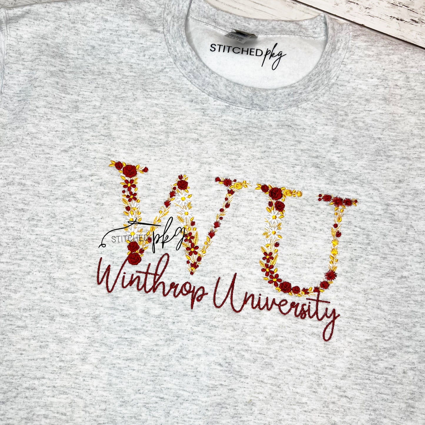 Winthrop University Floral Letter Embroidery