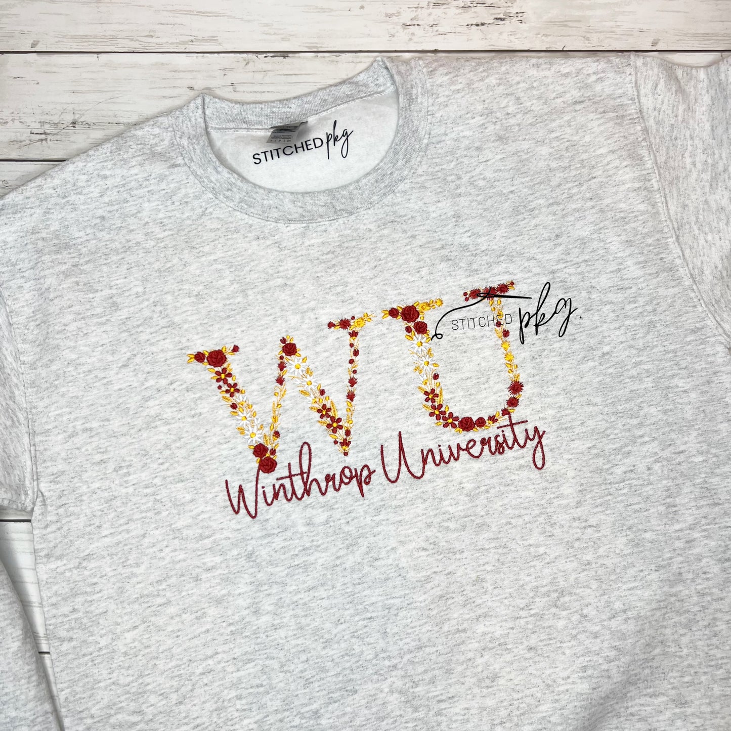 Winthrop University Floral Letter Embroidery