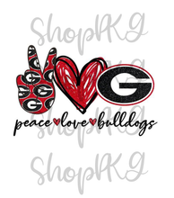 Load image into Gallery viewer, Peace Love G Bulldogs
