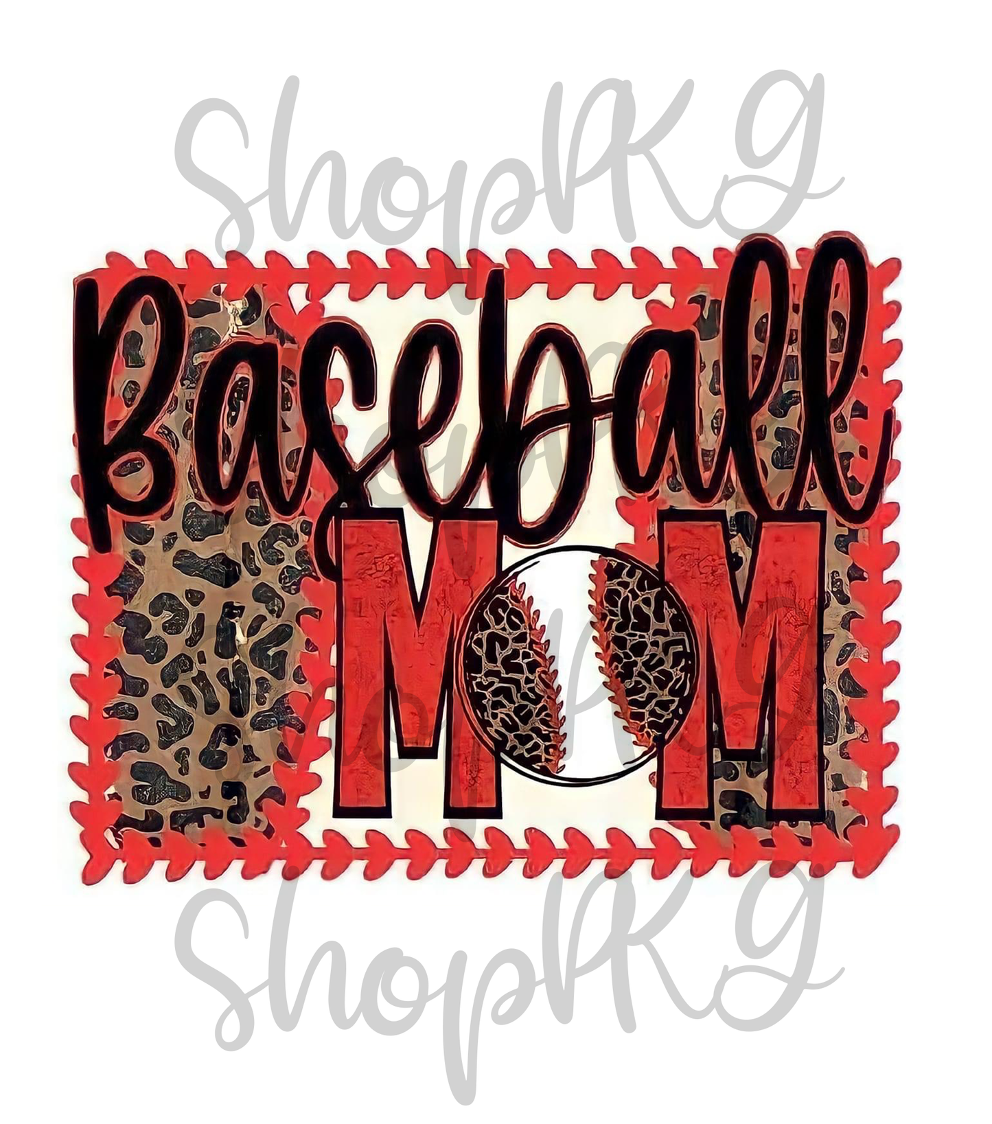 Red Baseball Mom Leopard Backsplash