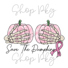 Load image into Gallery viewer, Save The Pumpkins Skeleton Hands Pink Ribbon
