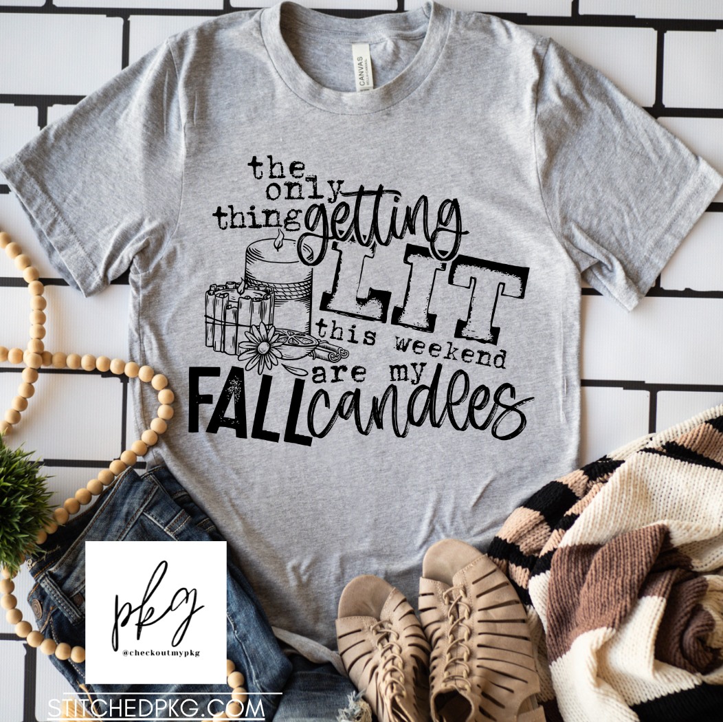 Fall Candles Getting Lit Graphic Tee