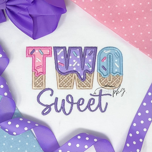 Two Sweet Ice Cream Letter Applique