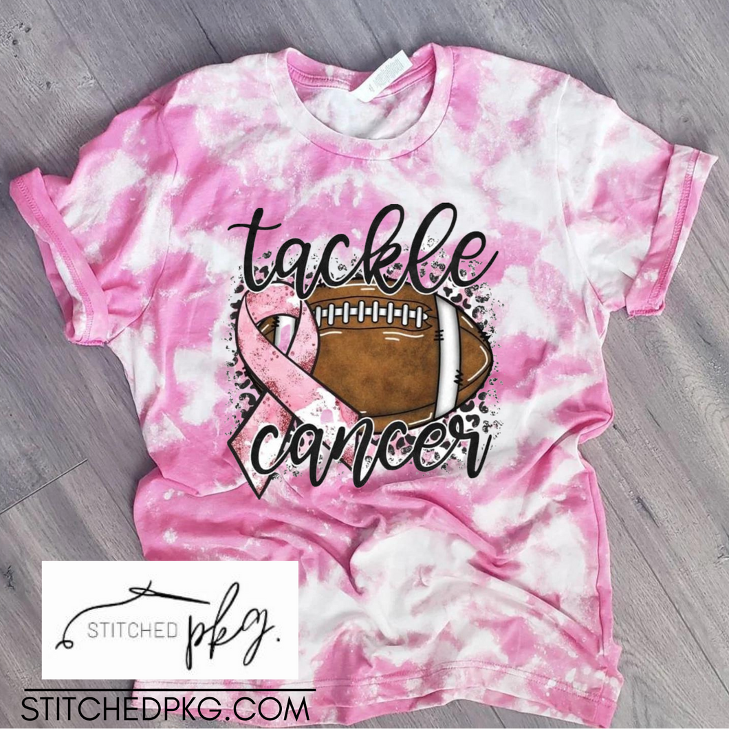 Bleached Tackle Cancer Pink Ribbon Tee