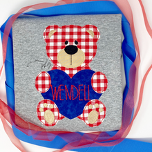 Load image into Gallery viewer, Red Gingham Teddy Bear with Heart
