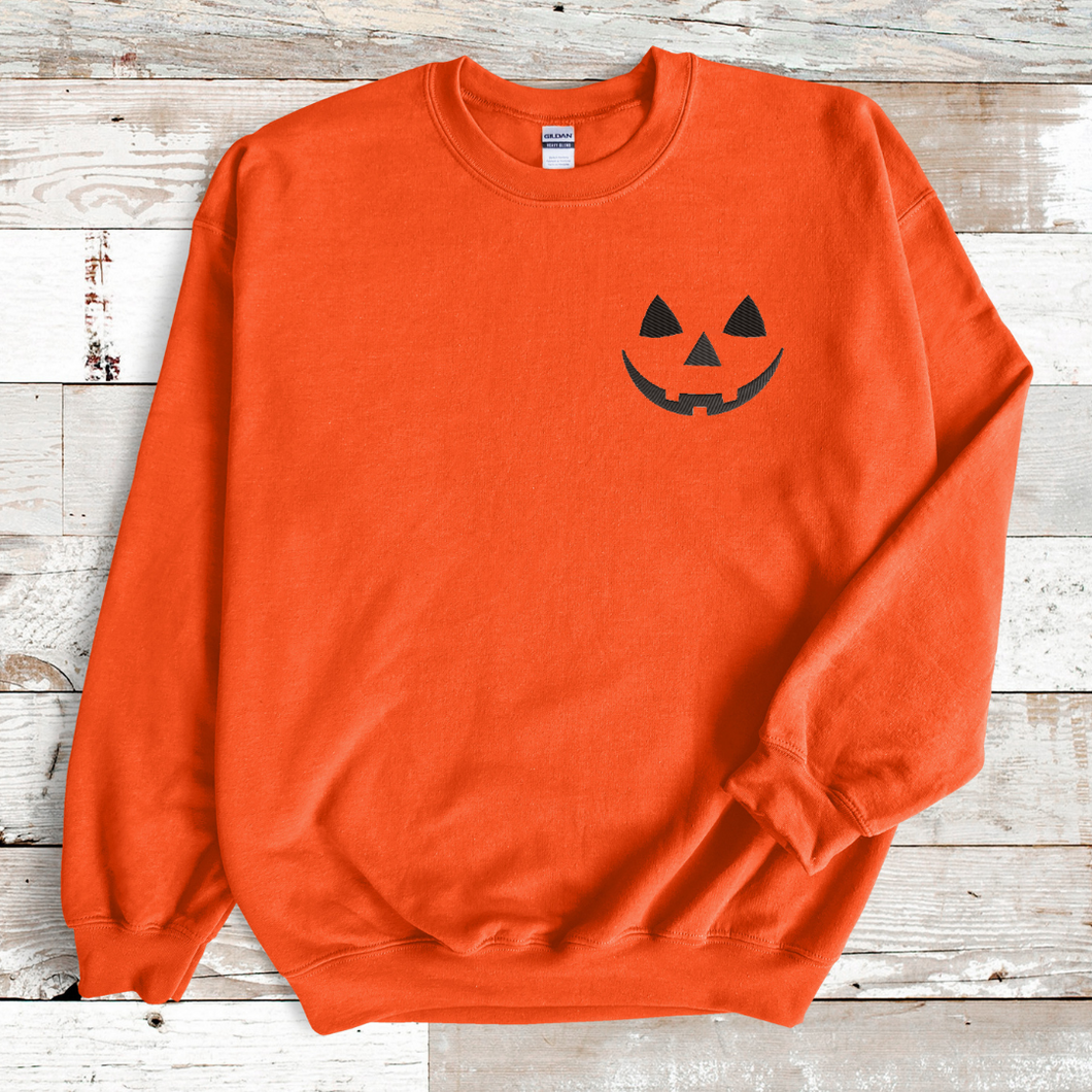 Jack-o-Lantern Face Embroidered Sweatshirt