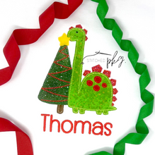 Load image into Gallery viewer, Dinosaur Topping Star on Christmas Tree Applique
