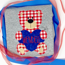 Load image into Gallery viewer, Red Gingham Teddy Bear with Heart

