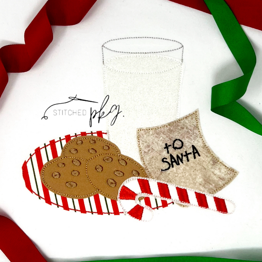 Santa Letter Milk and Cookies Applique