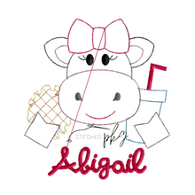 Load image into Gallery viewer, Eat Chicken Restaurant Girl Cow Applique
