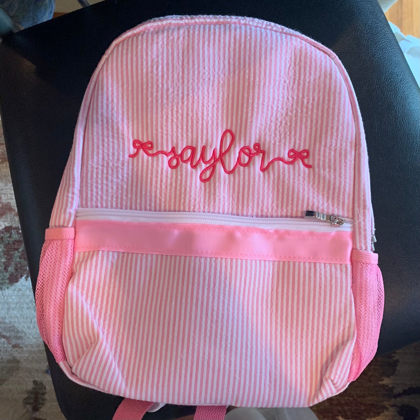 Toddler Size Embroidered Seersucker Backpack