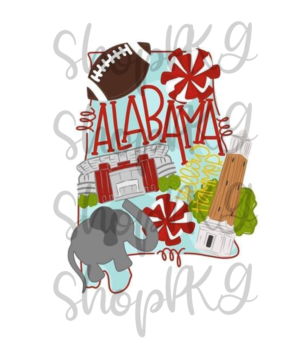 Alabama Doodle State Football