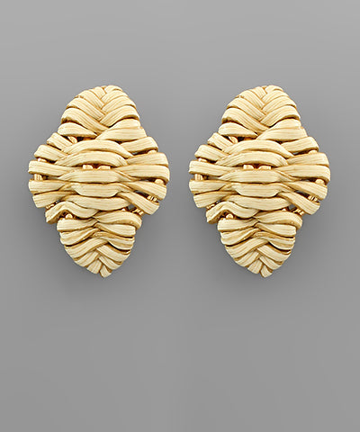 Rattan Wrapped Geometric Earrings