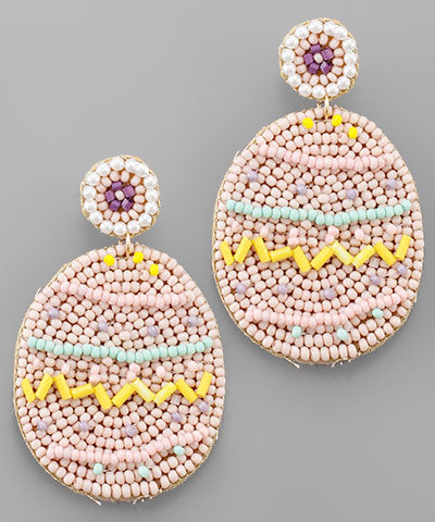 Pink Easter Egg Beaded Earrings