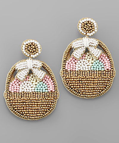 Easter Egg Basket Beaded Earrings