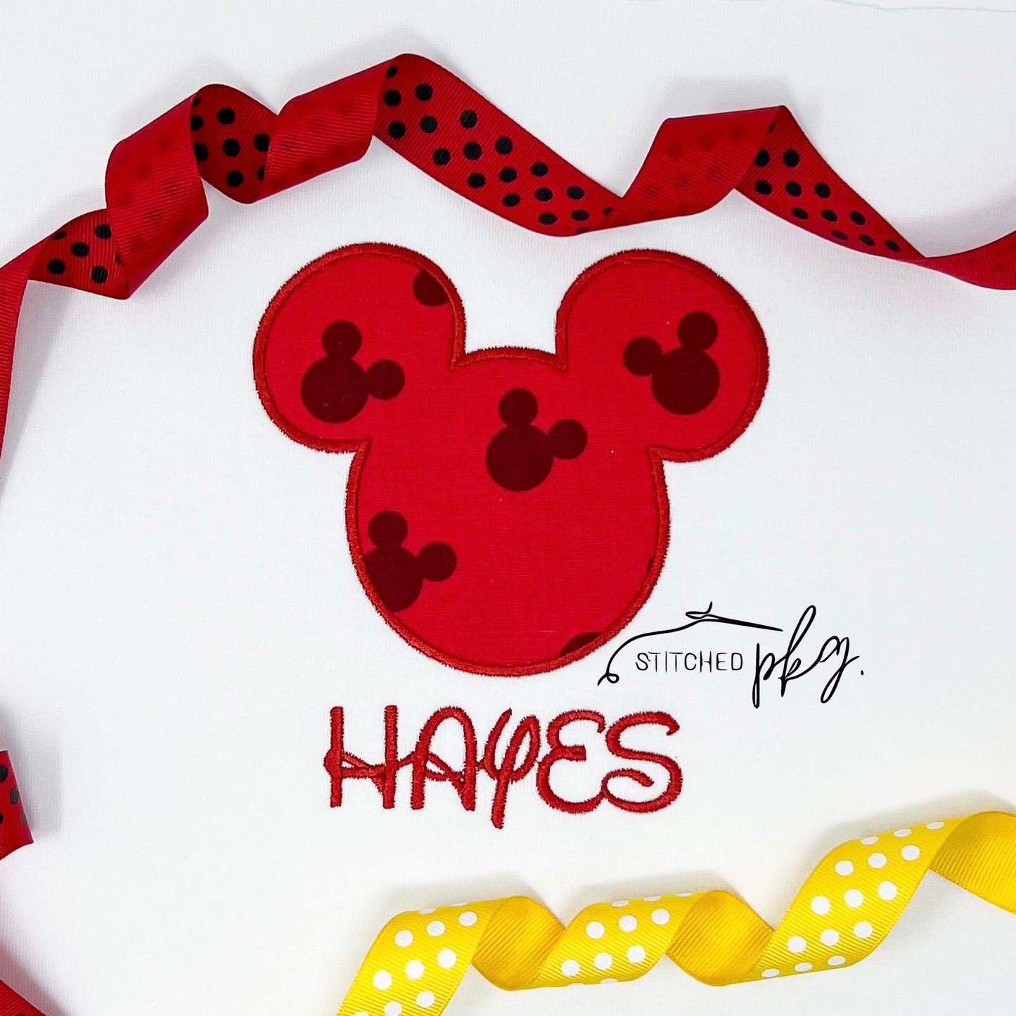 Red Mouse Head Personalized Applique