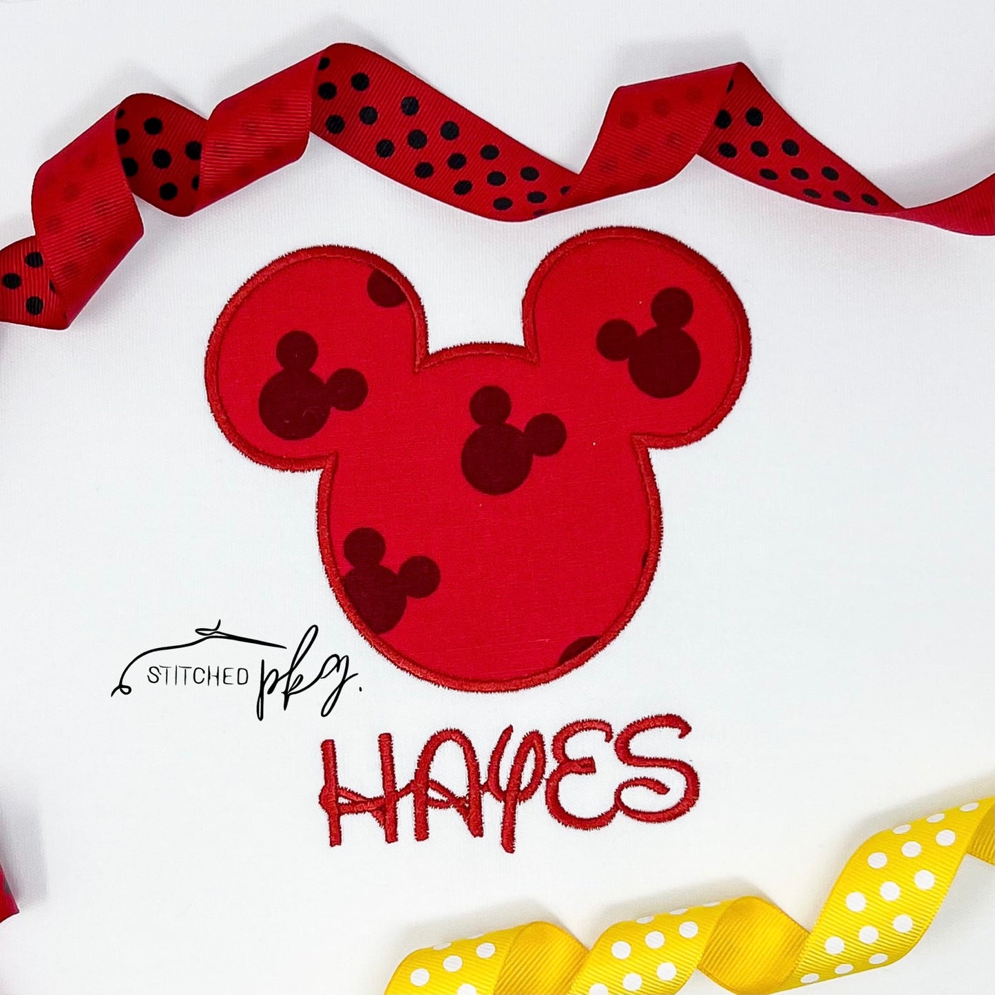 Red Mouse Head Personalized Applique