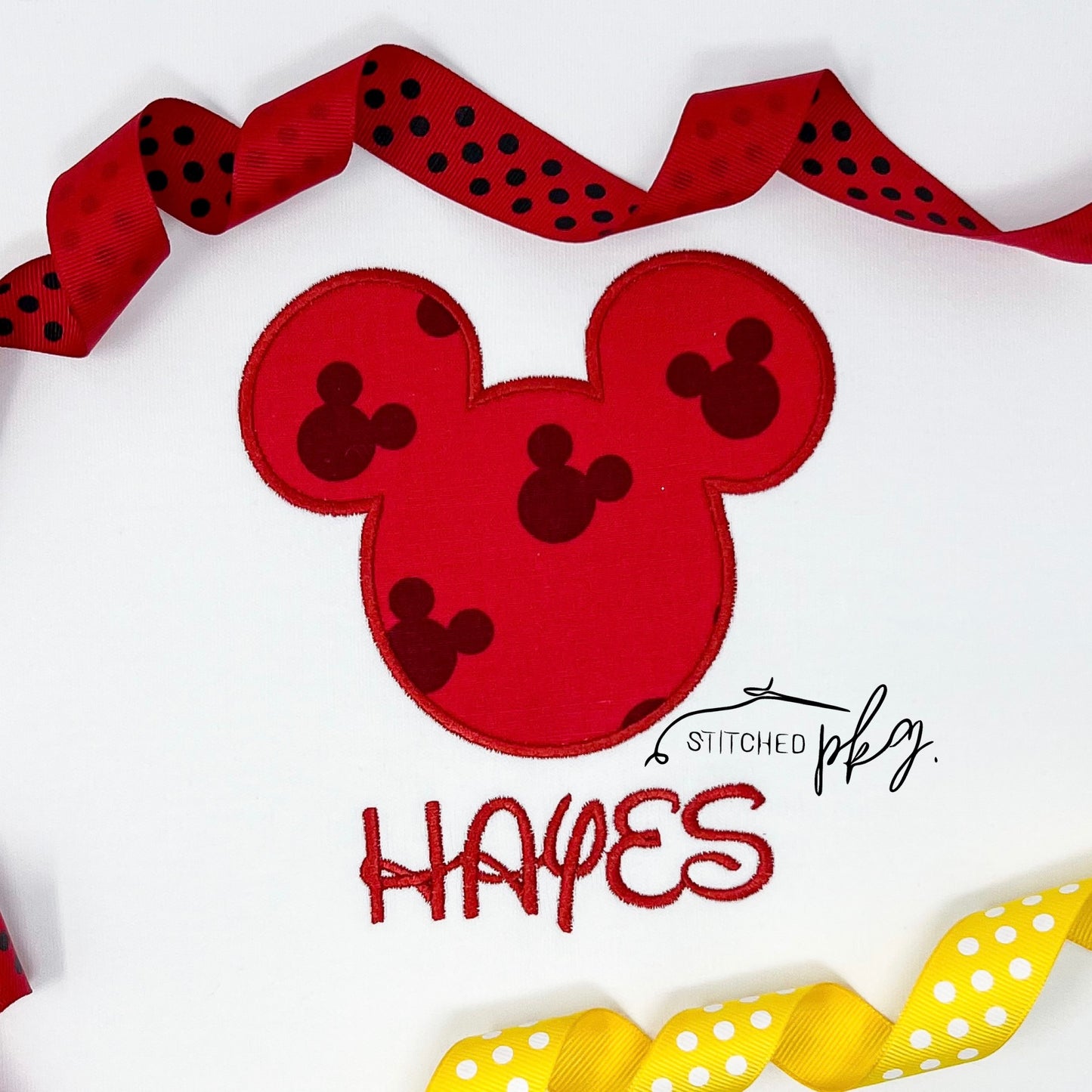 Red Mouse Head Personalized Applique