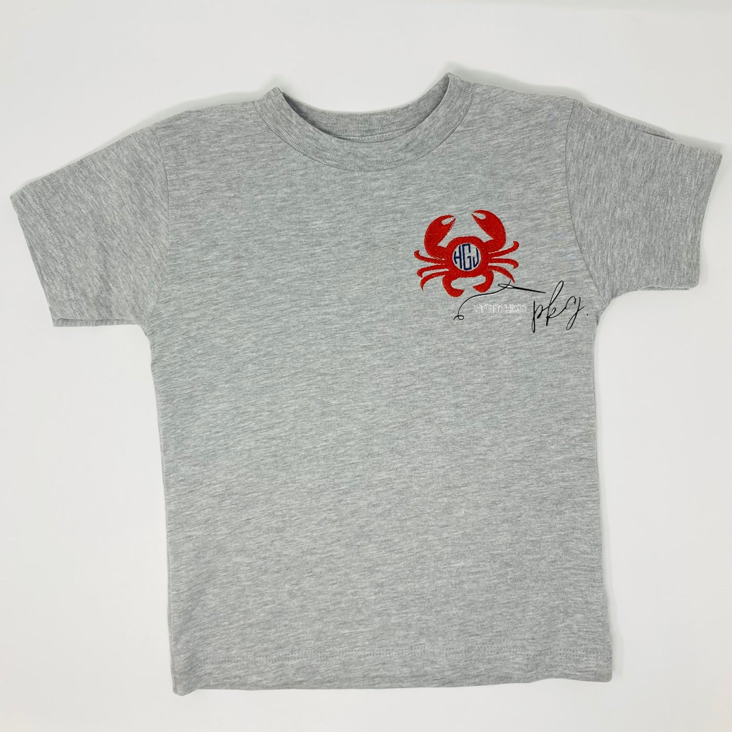 Crab Monogram Left Chest Embroidery (Gray Shirt Option)