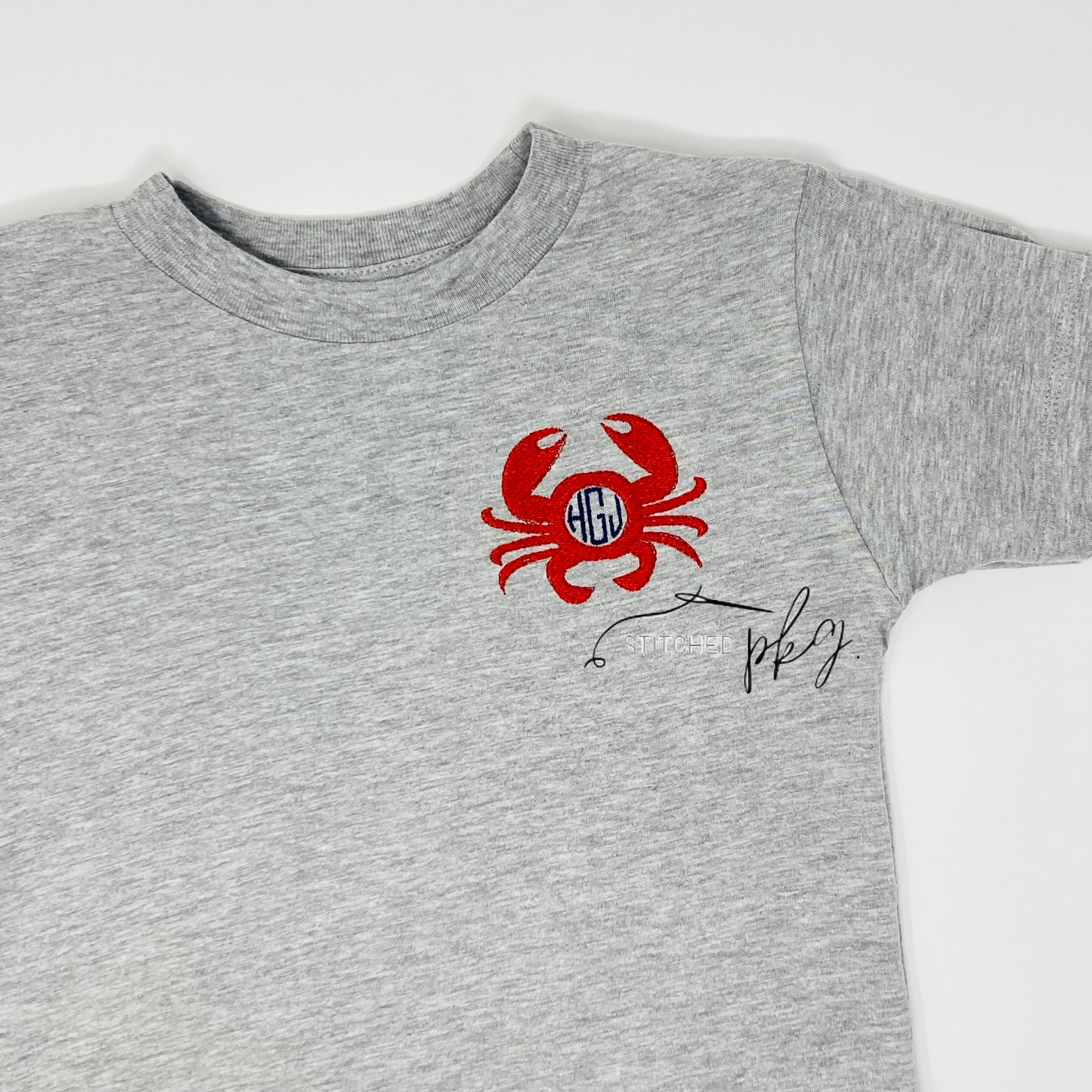 Crab Monogram Left Chest Embroidery (Gray Shirt Option)