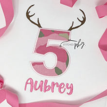 Load image into Gallery viewer, Pink Camo Hunting Birthday Number Applique
