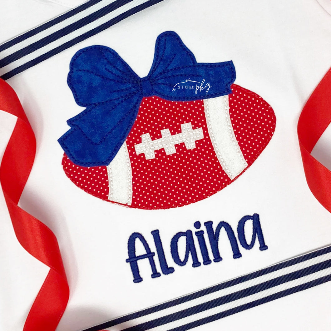Football with Bow Applique